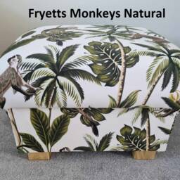 Fryetts Monkeys Fabric Storage Footstool Teal Jungle Animal Pouffe Grey Ochre Ottoman - thumbnail 3