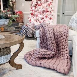 Chunky Knit Merino Wool Blanket Giant Throw - thumbnail 2