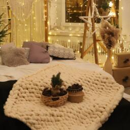 Chunky Knit Merino Wool Blanket Giant Throw - thumbnail 3