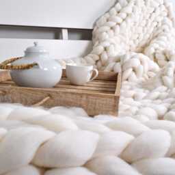 Chunky Knit Merino Wool Blanket Giant Throw - thumbnail 4