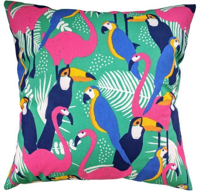 Cushion Cover in Parrot Toucan & Flamingo Print 16 - image 1