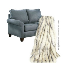 Luxury Faux Fur Throw Blanket - Gray Stripe Ribbed Fox, Minky Lining