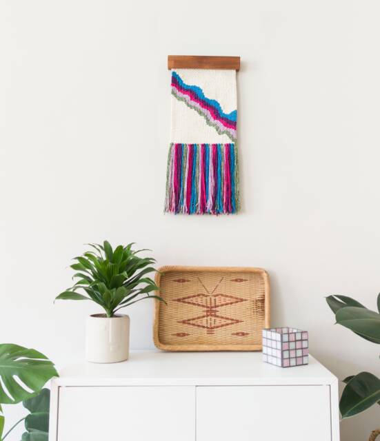 Handwoven Wool & Cotton Wall Tapestry Modern Art Deco - image 1