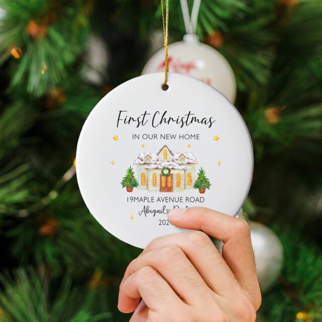 First Christmas in Our New Home, Happy Home Gift, Tree Decor, Couples Keepsake Housewarming Bauble Gift - image 1