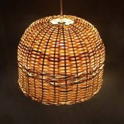 Handmade Rattan Pendant Light, Rustic Woven Chandelier - thumbnail 3
