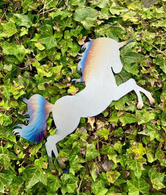 steel Unicorn Wall Art Rainbow Mane Garden Decor - image 1