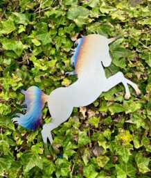 steel Unicorn Wall Art Rainbow Mane Garden Decor