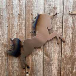 steel Unicorn Wall Art Rainbow Mane Garden Decor - thumbnail 4