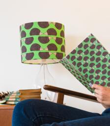Hedgehog Print Lampshade - Handmade Cotton Animal - thumbnail 1