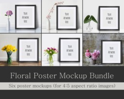 Poster Mockup Bundle, Floral Mockup, Set, 8x10, 4x5, 16x20, Inch, Etsy Listing, Photo, Digital Frame, Flower, Download - thumbnail 1