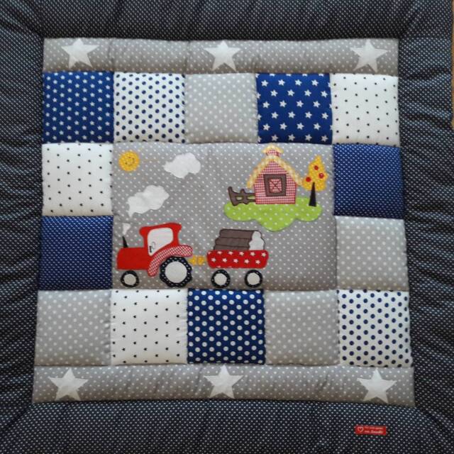 Baby Blanket, Quilt, Patchwork Playmat, Children's Blanket With Tractor Design - Available Immediately Alterations At No Extra Charge