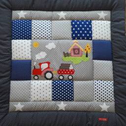 Baby Blanket, Quilt, Patchwork Playmat, Children's Blanket With Tractor Design - Available Immediately Alterations At No Extra Charge