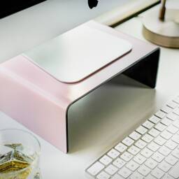 Small Steel Monitor Stand Ergonomic Desk Riser, Industrial Design - thumbnail 3
