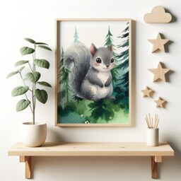 Woodland Nursery Posters - Set Of 3 Animal Prints - Bear, Mouse, Squirrel Forest Bedroom Decor Outdoor Playroom Wall Art Boy Girl Gift - thumbnail 3