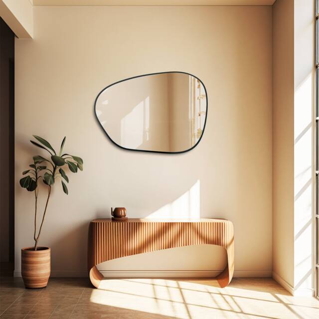 Irregular Mirror Home Decor, Asymmetrical Wall Bathroom Mirror, Hanging, Gift For Couples, Housewarming Gift, Wedding - image 1