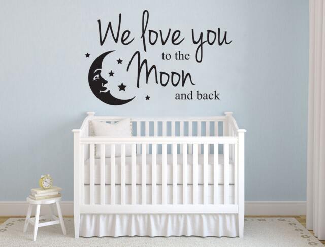 We Love You To The Moon & Back - Wall Sticker Childrens Bedroom Nursery Vinyl Decal - image 1