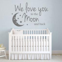 We Love You To The Moon & Back - Wall Sticker Childrens Bedroom Nursery Vinyl Decal - thumbnail 3