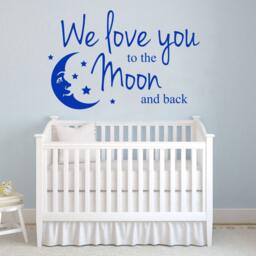 We Love You To The Moon & Back - Wall Sticker Childrens Bedroom Nursery Vinyl Decal - thumbnail 2