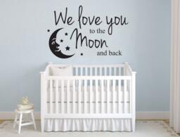 We Love You To The Moon & Back - Wall Sticker Childrens Bedroom Nursery Vinyl Decal - thumbnail 1