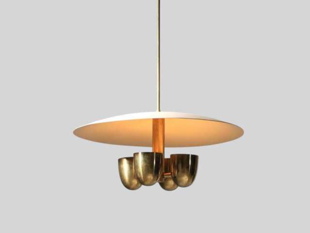 Italian Brass Chandelier, 4-Light Sputnik Pendant Light Fixture - image 1