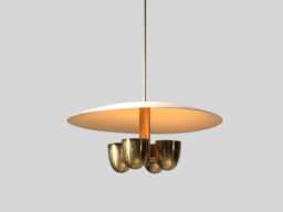 Italian Brass Chandelier, 4-Light Sputnik Pendant Light Fixture - thumbnail 1