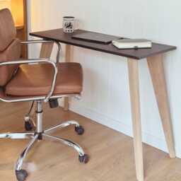 Handmade Oak & Beech Wood Desk. Small Mid-Century Modern Home Office. Scandinavian Style Birch Ply Minimalist Desk With Hardwood Legs - thumbnail 3