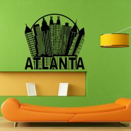Atlanta Ga Georgia City View Skyline Wall Sticker Vinyl Mural Decal Home House Apartment Art Decor Free Shipping L059 - thumbnail 1