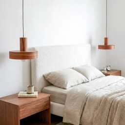 Wood Bedside Pendant Lights Set Of 2 - Wabi Sabi Hanging Lamps, Modern Farmhouse Chandelier - thumbnail 3