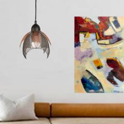steel Wire Mesh Pendant Light, Sculptural Hanging Lamp - 10