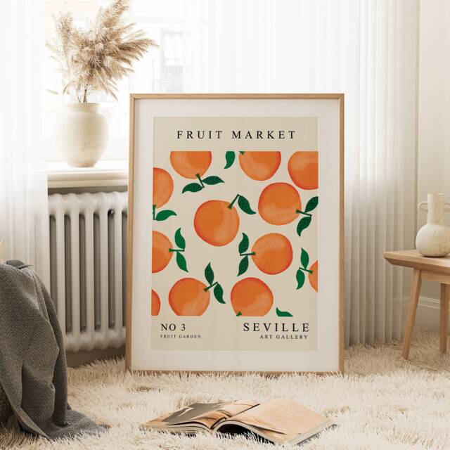 Orange Fruit Market Wall Art, Print, Citrus Poster, Food Dining Room, Kitchen, Vintage 1092 - image 1