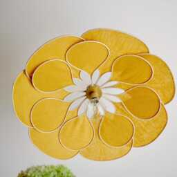 14-Petal Flower Pendant Light in Linen & Rattan - Handcrafted Chandelier Japanese Wabi-Sabi Lighting Natural Decoration - thumbnail 2