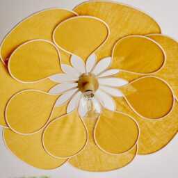 14-Petal Flower Pendant Light in Linen & Rattan - Handcrafted Chandelier Japanese Wabi-Sabi Lighting Natural Decoration - thumbnail 3