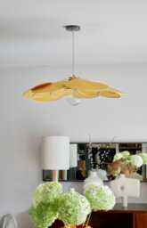14-Petal Flower Pendant Light in Linen & Rattan - Handcrafted Chandelier Japanese Wabi-Sabi Lighting Natural Decoration