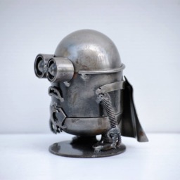 Handmade Metal Mini Robot Sculpture, Recycled Steel Art Figure, Funny Valentine Gift, Holiday Ornament - thumbnail 3
