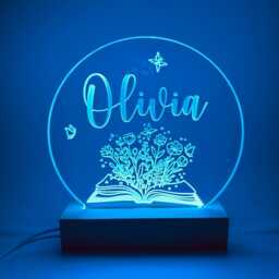 Personalised Led Night Light - Desk Up Sign Bedroom Office D??cor Book - thumbnail 1