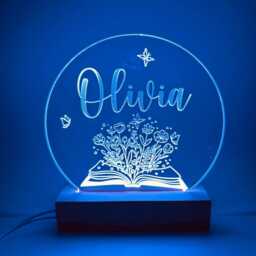 Personalised Led Night Light - Desk Up Sign Bedroom Office D??cor Book - thumbnail 2
