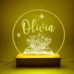 Personalised Led Night Light - Desk Up Sign Bedroom Office D??cor Book - thumbnail 3