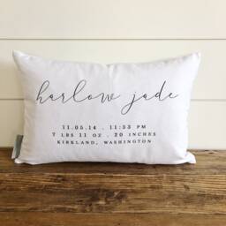 Script Lumbar Birth Announcement Pillow Cover - thumbnail 1