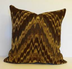 Brown Chevron Chenille Pillow Cover Decorative Cushion, 20x20 - thumbnail 1