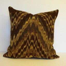 Brown Chevron Chenille Pillow Cover Decorative Cushion, 20x20 - thumbnail 3
