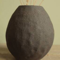 Handmade Ceramic Decorative Vase, Small Stoneware Home Decor Interior Art Black Design Bud Vase - thumbnail 3