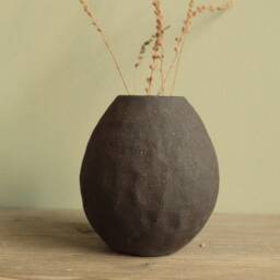 Handmade Ceramic Decorative Vase, Small Stoneware Home Decor Interior Art Black Design Bud Vase - thumbnail 2