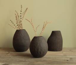 Handmade Ceramic Decorative Vase, Small Stoneware Home Decor Interior Art Black Design Bud Vase - thumbnail 1