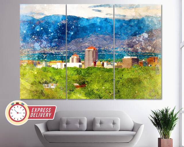 Albuquerque Canvas Print, New Mexico, Wall Art, Artwork, Poster, Photo, Print - image 1