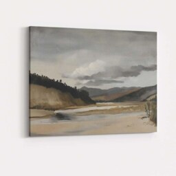 Serene River Valley Landscape With Dramatic Cloud Filled Sky Canvas Wall Art Print Decor Picture Ready To Hang - thumbnail 4