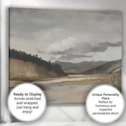 Serene River Valley Landscape With Dramatic Cloud Filled Sky Canvas Wall Art Print Decor Picture Ready To Hang - thumbnail 3