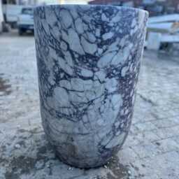 xlarge Calacatta Viola Marble Planter Handmade Luxury Garden Vase - thumbnail 3