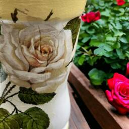 Rose Planter, Welllie Boot Ceramic Mini Plant Pot, Gifts, Roses Decor, White Indoor Gift For Mum - thumbnail 3
