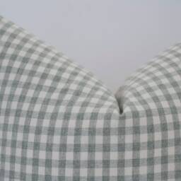 Quinn -- Sage Green Gingham Pillow Cover Check Neutral Modern Farmhouse Muted Spring - thumbnail 3