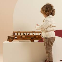 Wooden School Bus Toy - Engraved Name Heirloom, Natural Wood Montessori Decor - thumbnail 4